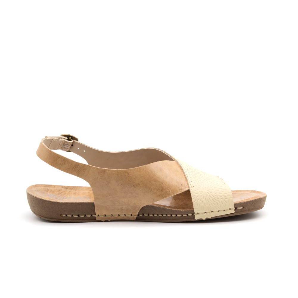 Sandália Flatform Goa em Couro Crush Tapioca - 14284CT