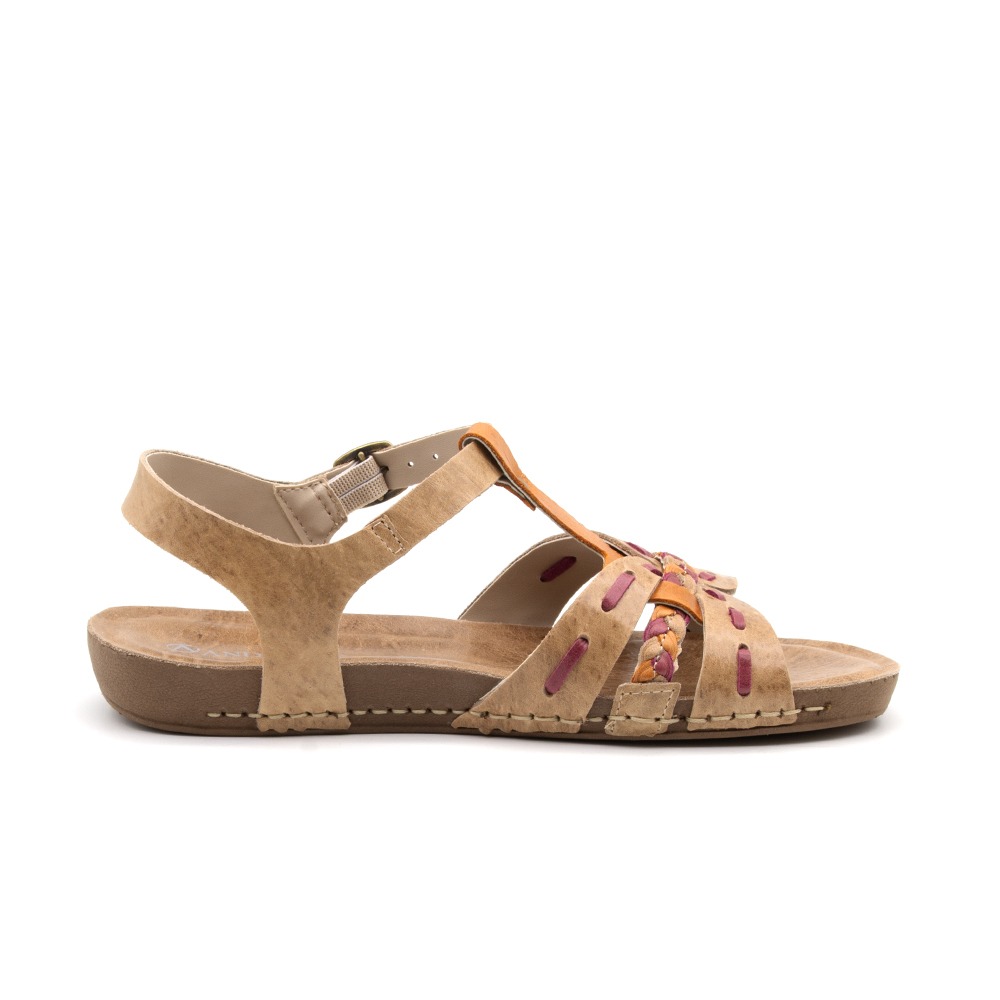 Sandália Flatform Goa em Couro Crush Tapioca - 14287CT