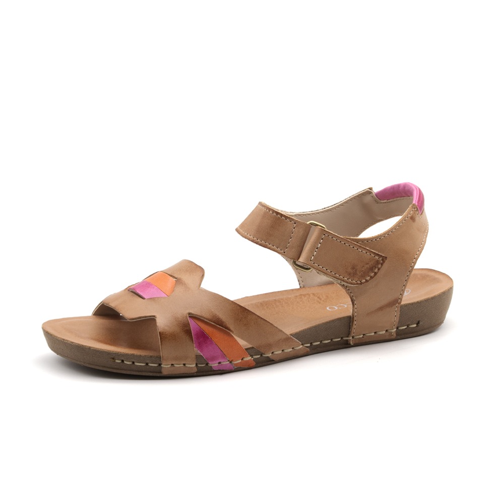 Sandália Flatform Goa em Couro Gales Camel - 14285GC