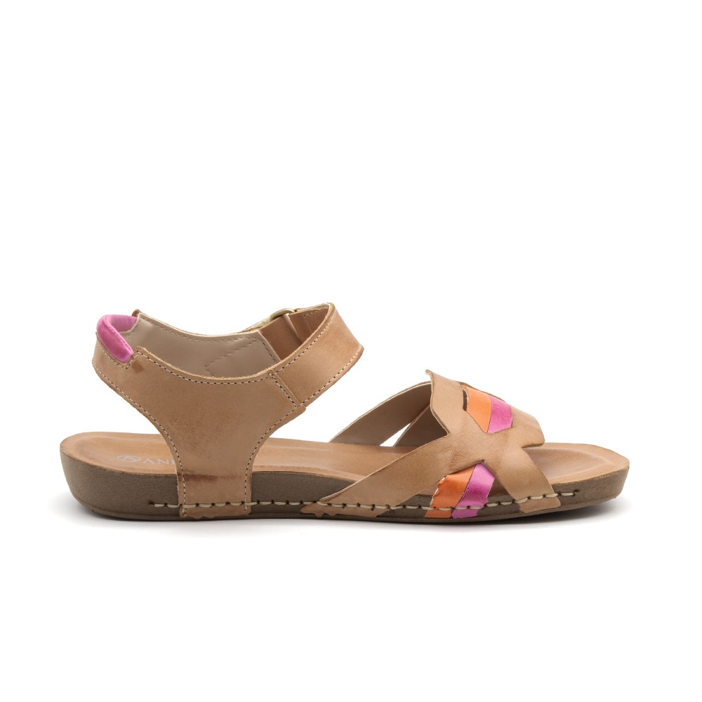 Sandália Flatform Goa em Couro Gales Camel - 14285GC