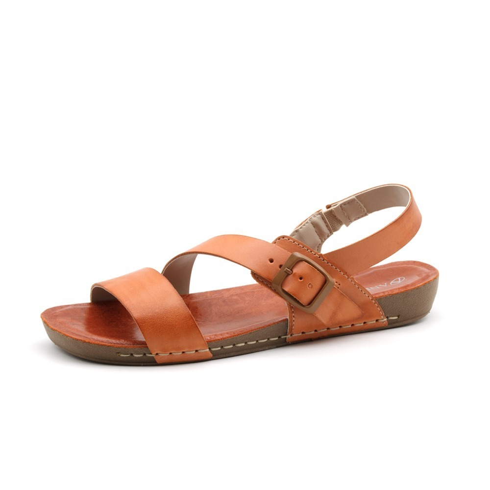 Sandália Flatform Goa em Couro Gales Laranja - 14288GL