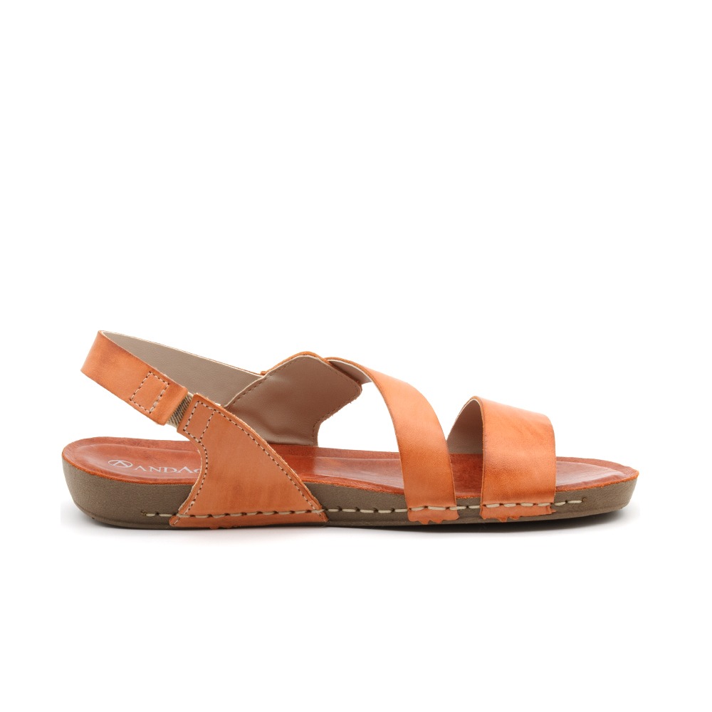 Sandália Flatform Goa em Couro Gales Laranja - 14288GL