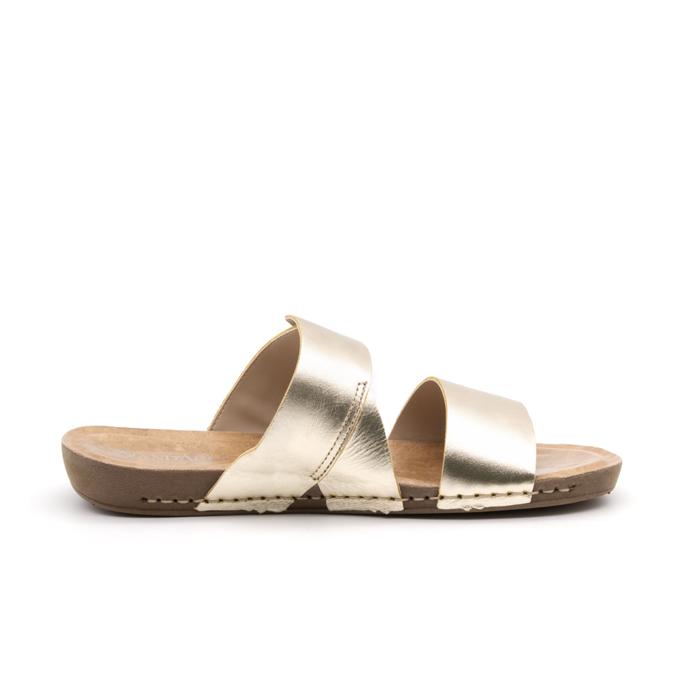 Sandália Flatform Goa em Couro Metalic Ouro - 14283MO