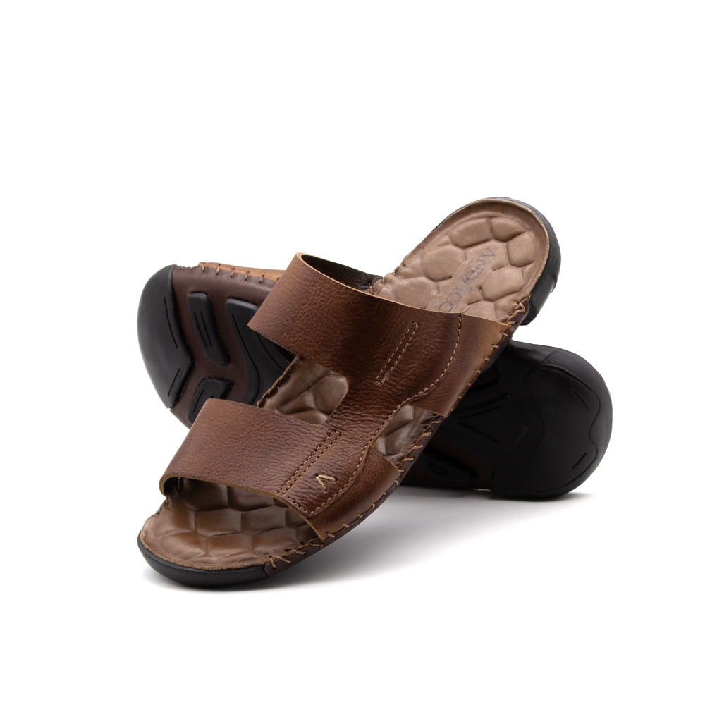 Sandália Masculina Mali em Couro Senna Camel - 7322SC