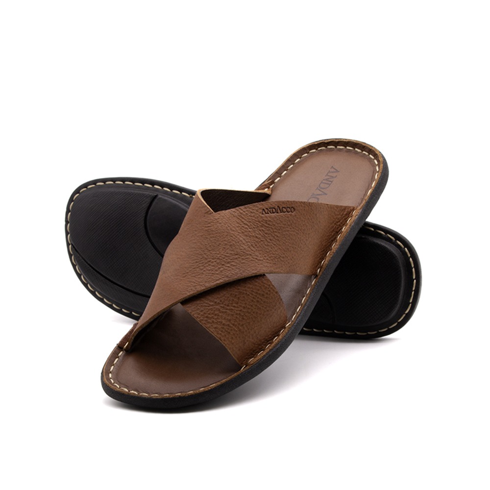 Sandália Masculina Soul em Couro Senna Camel - 8858SCA