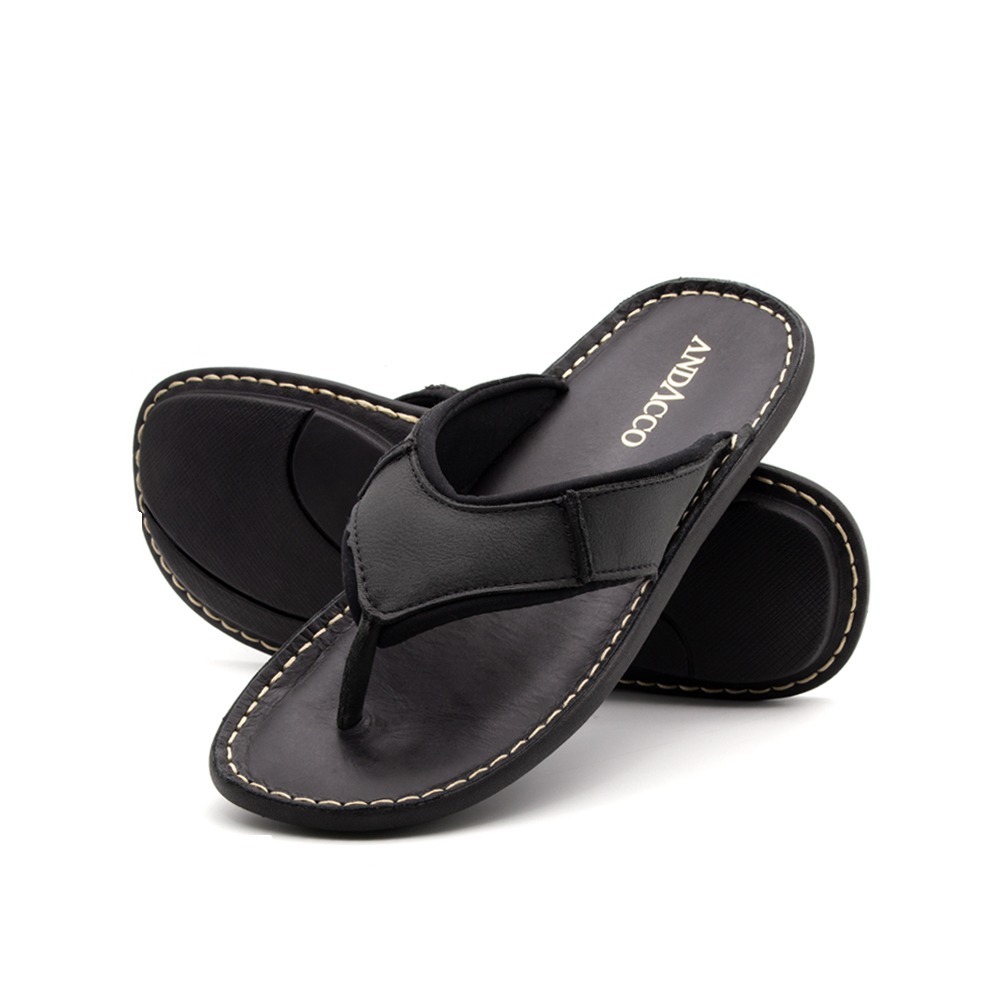 Sandália Masculina Soul em Couro Senna Preto - 8851SP