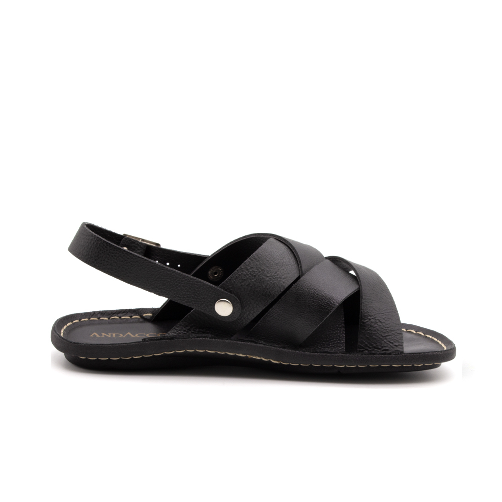 Sandália Masculina Soul em Couro Senna Preto- 8853SP