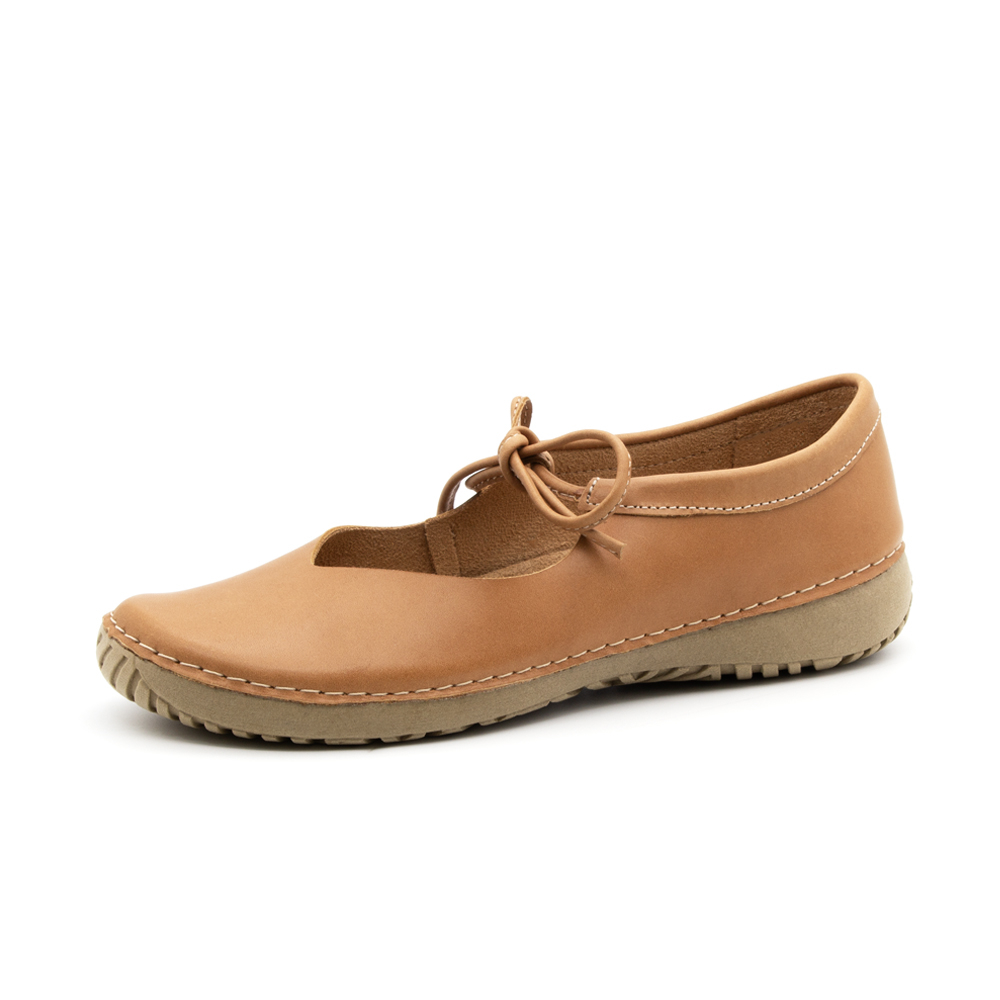 Sapatilha Feminina Lis em Couro Gales Camel - 6736GC