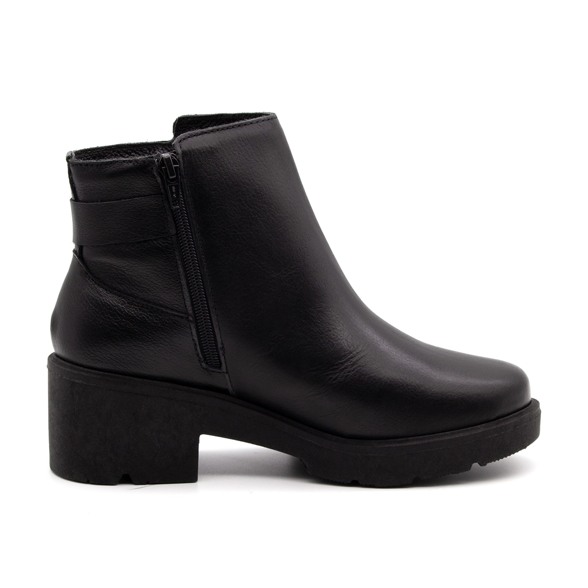 Bota Leeds com Salto em Couro Alfa Preto - 4869AP