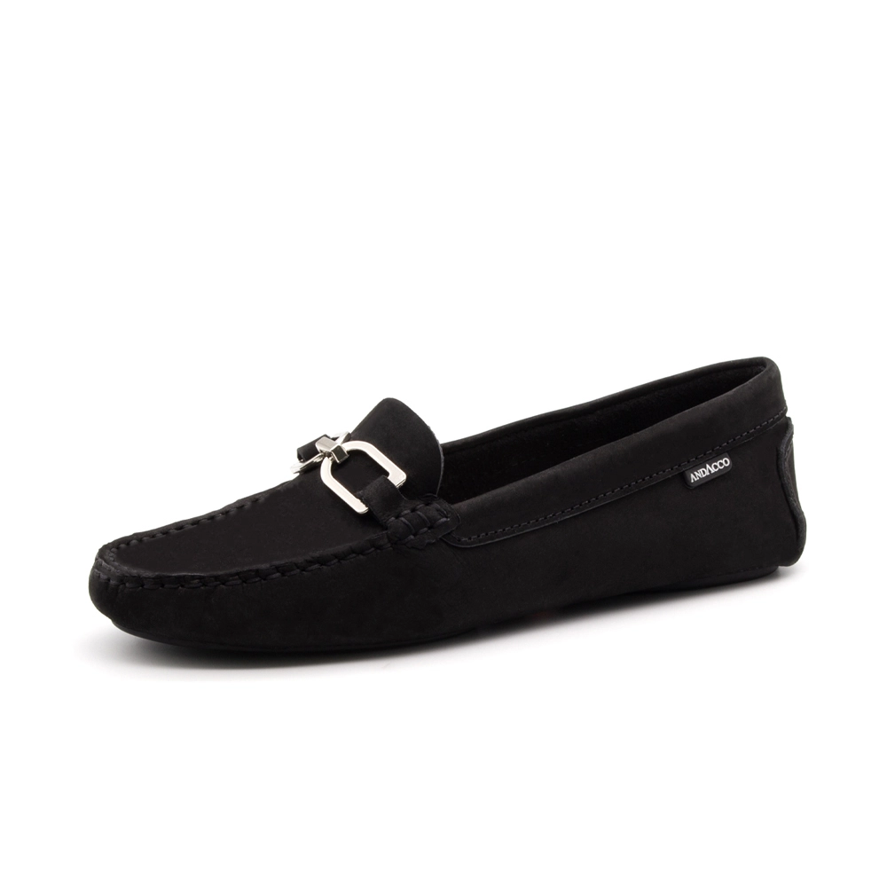 Mocassim Feminino Cora em Couro Nobuck Preto - 3629NP