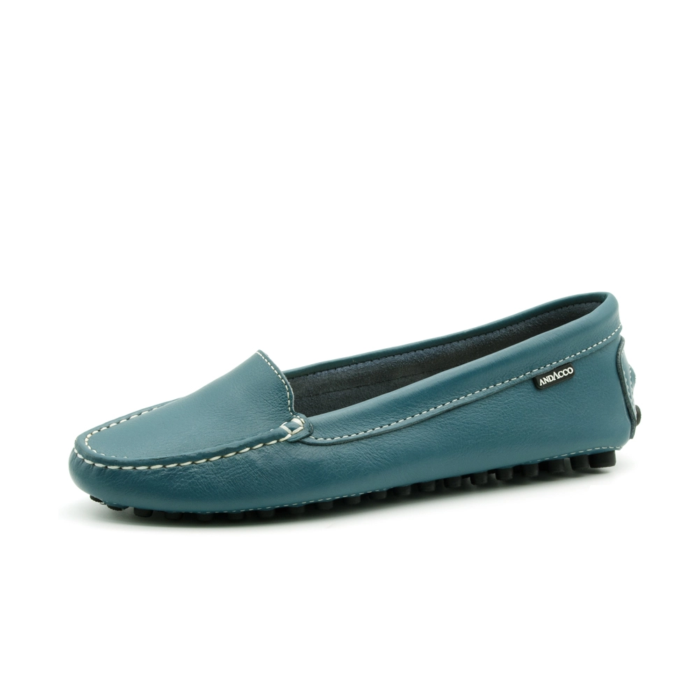 Mocassim Feminino Dot em Couro Alfa Verde Lago - 3335AL