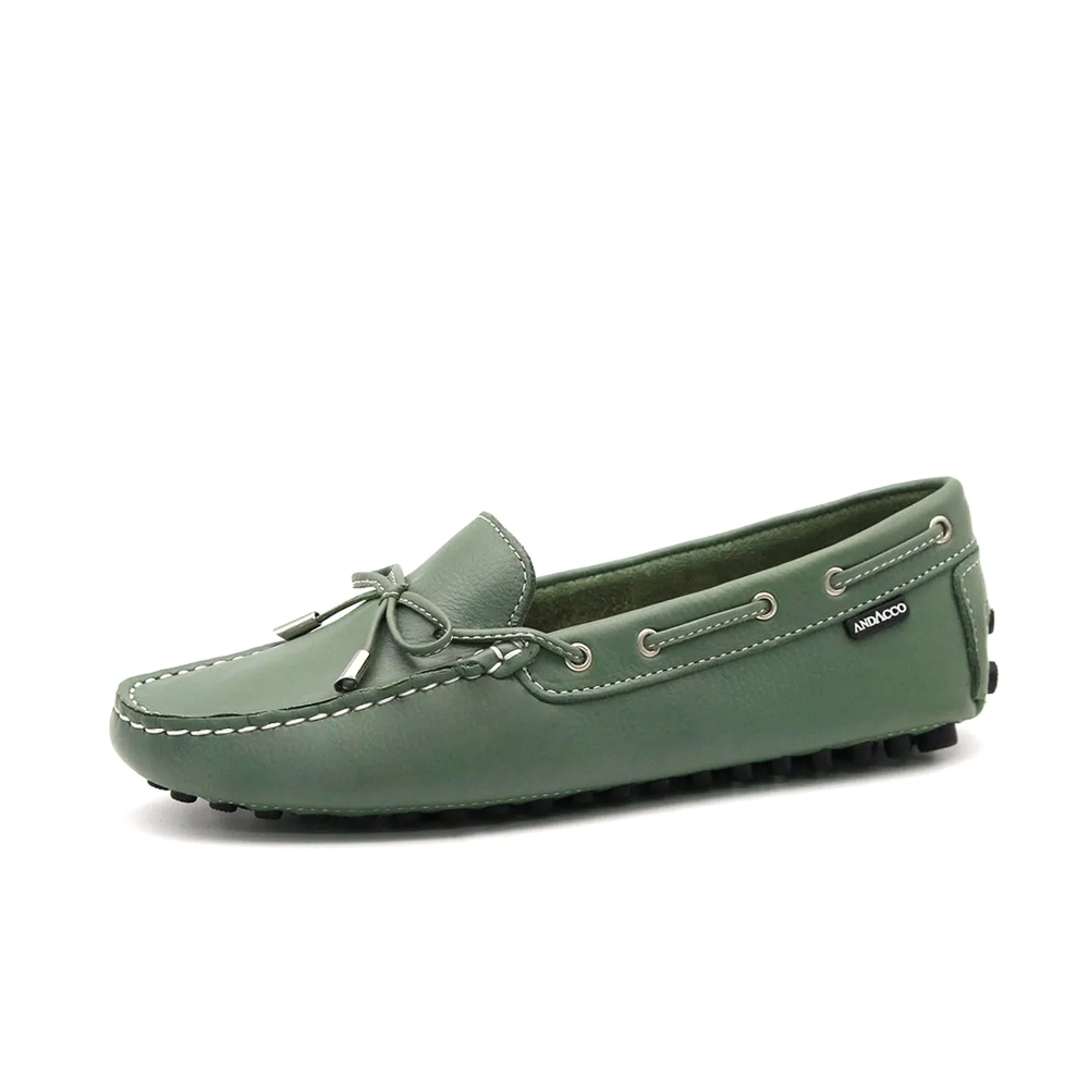 Mocassim Feminino Dot em Couro Alfa Verde Militar - 3352AM