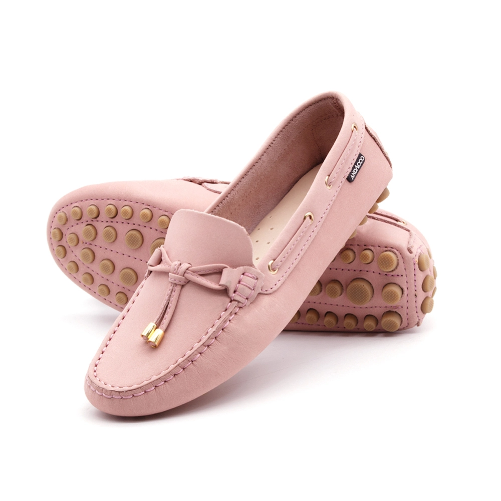 Mocassim Feminino Dot em Couro Nobuck Pink - 3609NP