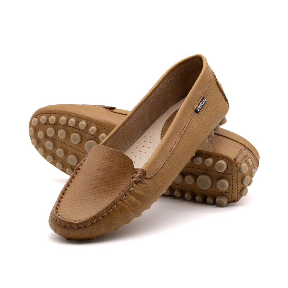 Mocassim Feminino Dot em Couro Quadros Desert - 3335PD