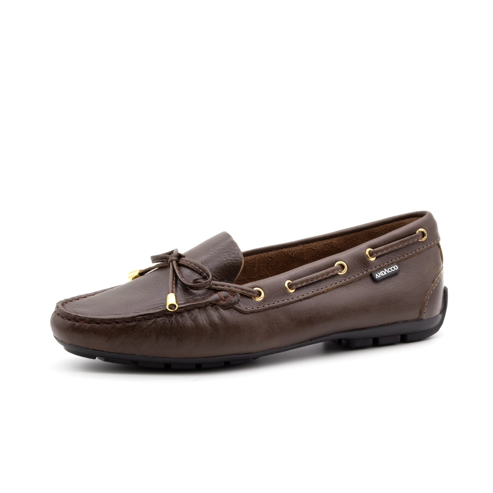 Mocassim Feminino em Couro Alfa Café - 3596AC