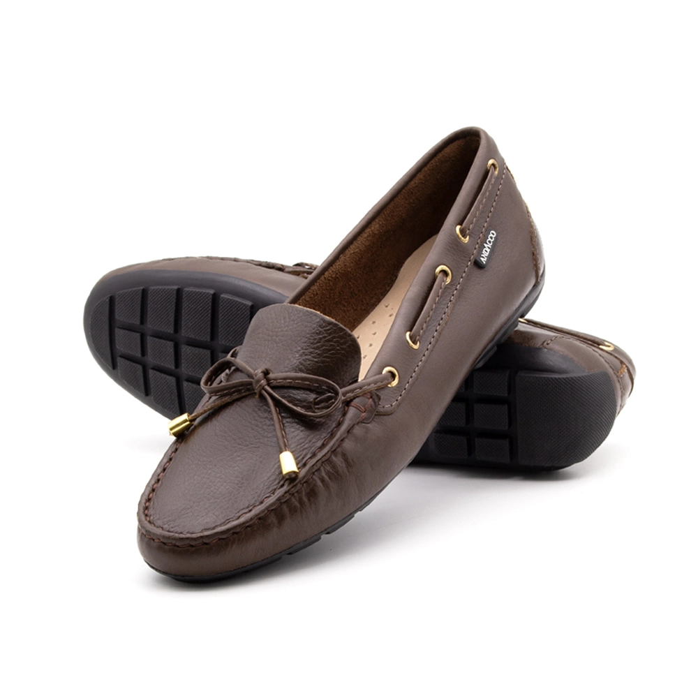 Mocassim Feminino em Couro Alfa Café - 3596AC