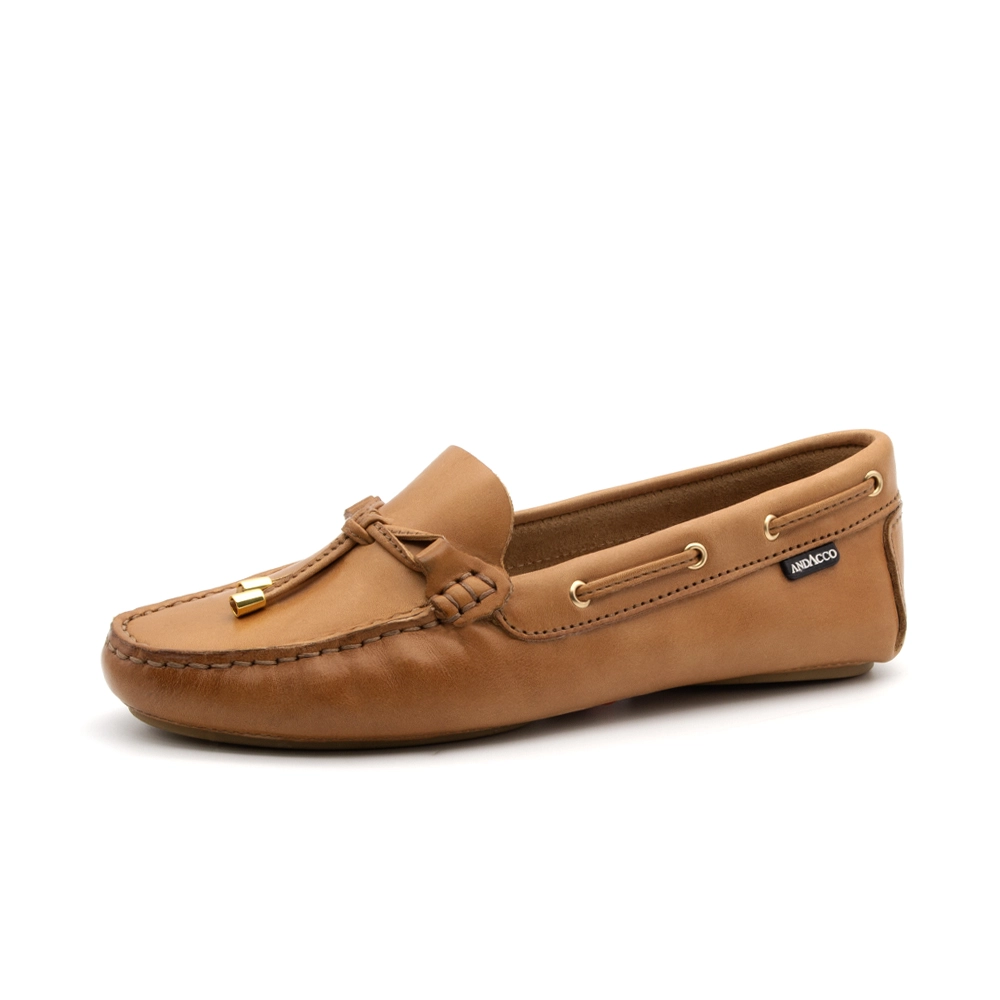 Mocassim Feminino em Couro Gales Camel - 3609GC