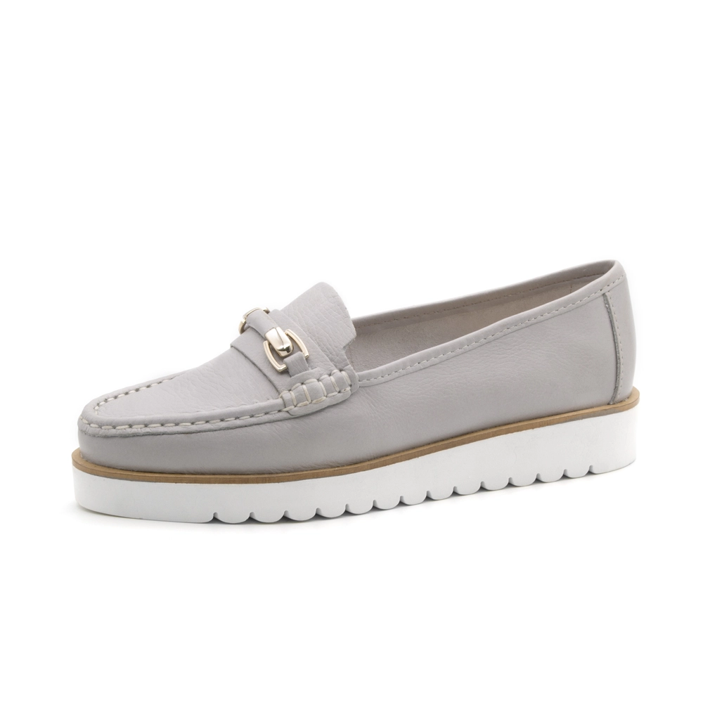 Mocassim Feminino Isa em Couro Alfa Pale Blue - 41109AP