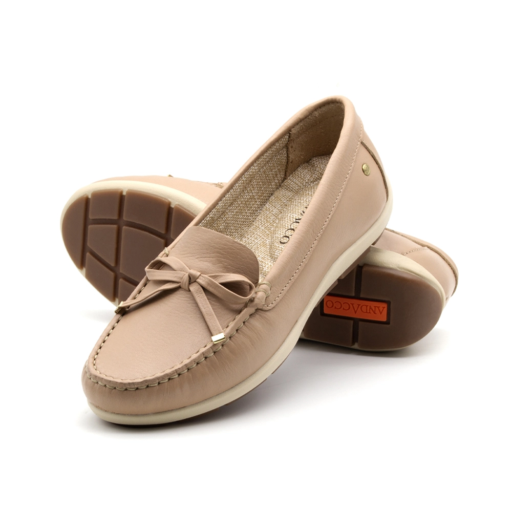 Mocassim Feminino Julia em Couro Alfa Creme - 47016AC