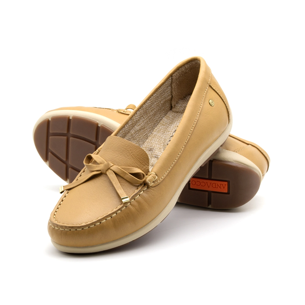 Mocassim Feminino Julia em Couro Alfa Mel - 47016AM