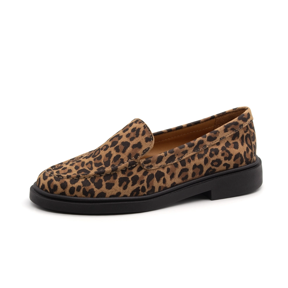 Mocassim Feminino Loafer em Couro Nobuck Leopardo - 3900NL