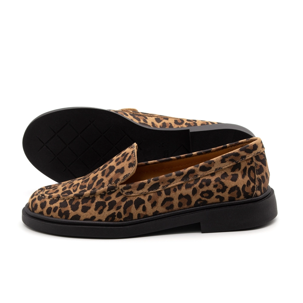 Mocassim Feminino Loafer em Couro Nobuck Leopardo - 3900NL