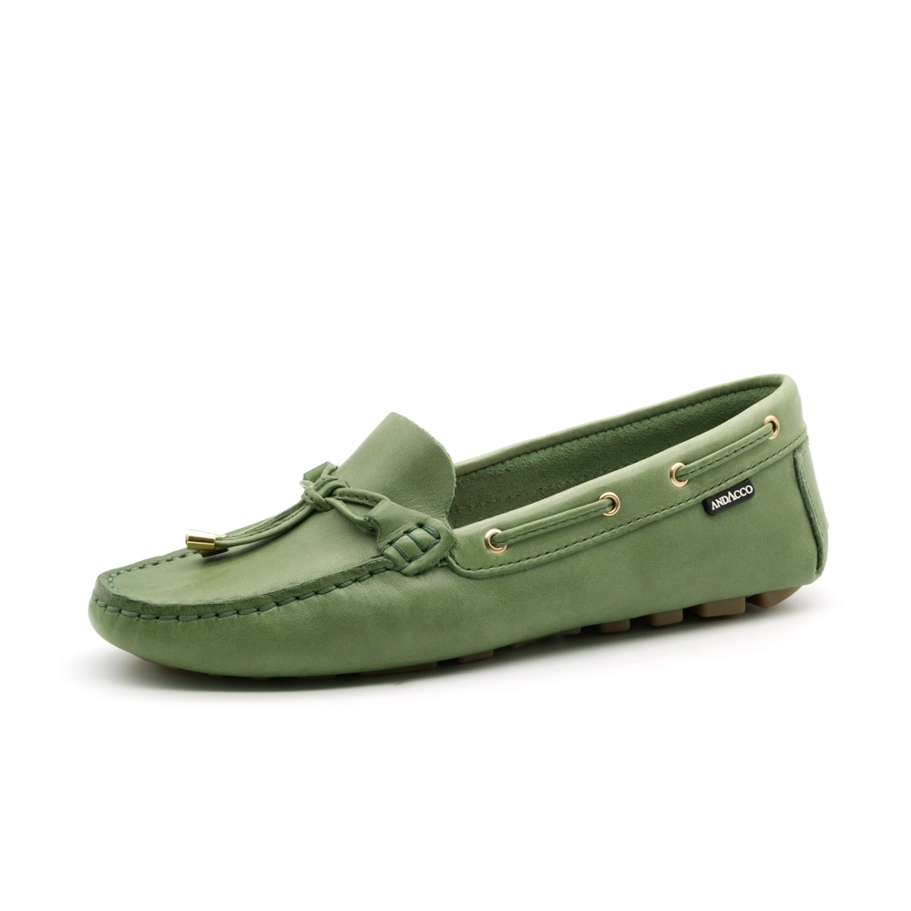 Mocassim Feminino Paris em Couro Gales Verde - 3609GV