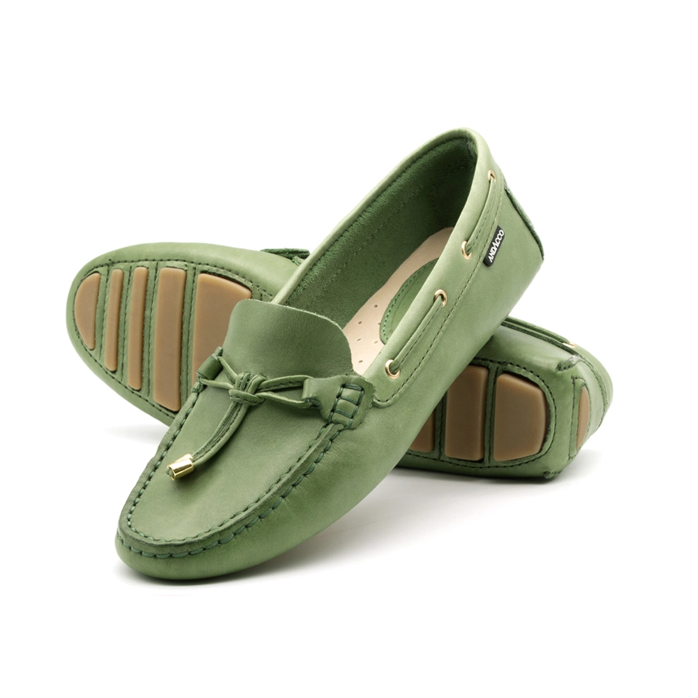 Mocassim Feminino Paris em Couro Gales Verde - 3609GV