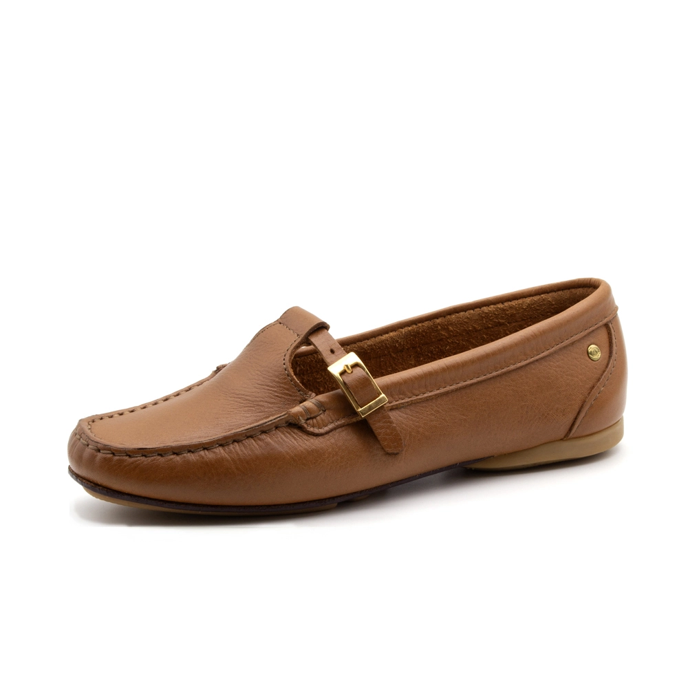 Mocassim Feminino Soleil em Couro Alfa Caramelo - 45019ACA