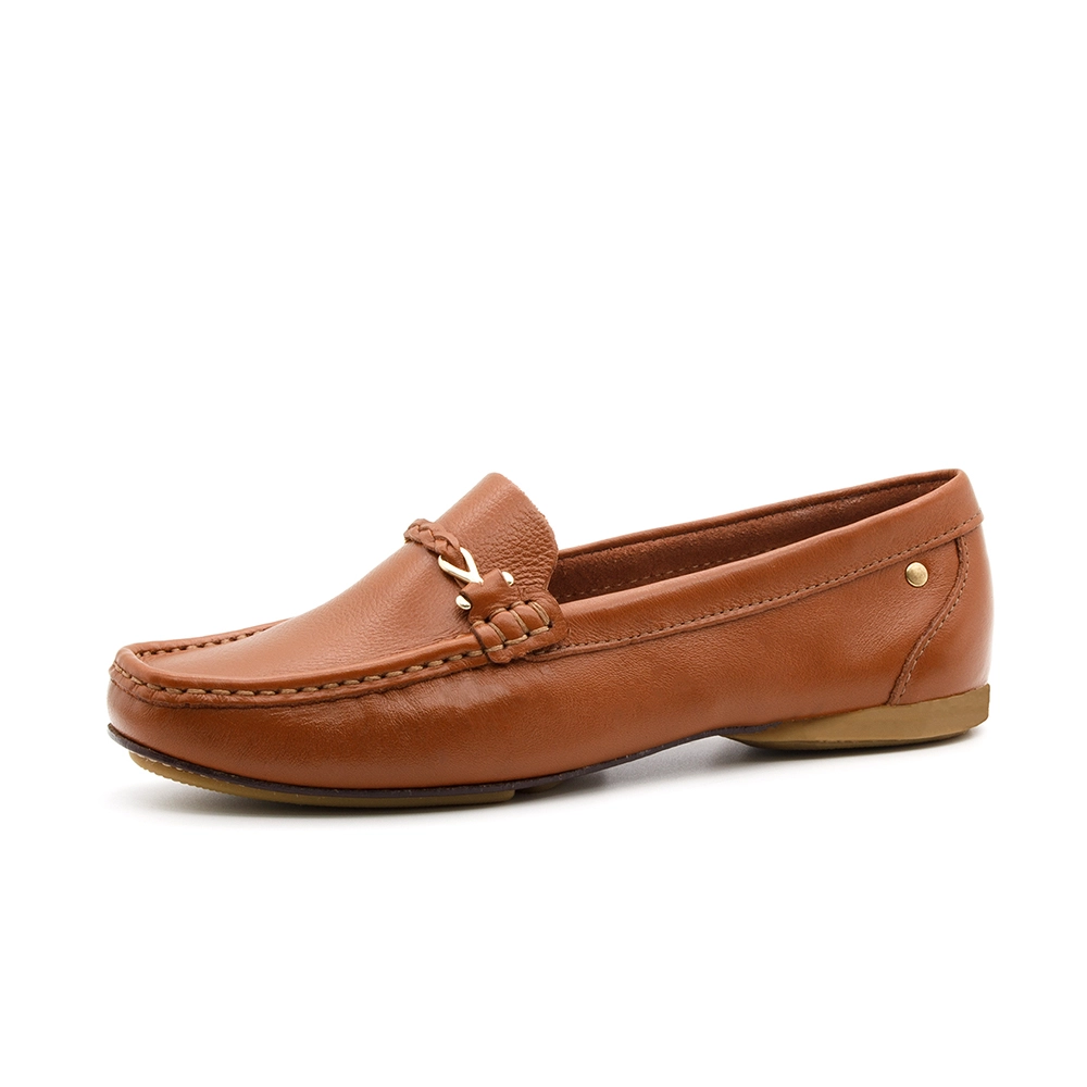 Mocassim Feminino Soleil em Couro Alfa Conhaque - 45011AC