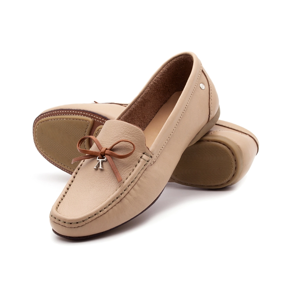 Mocassim Feminino Soleil em Couro Alfa Creme - 45002ACR