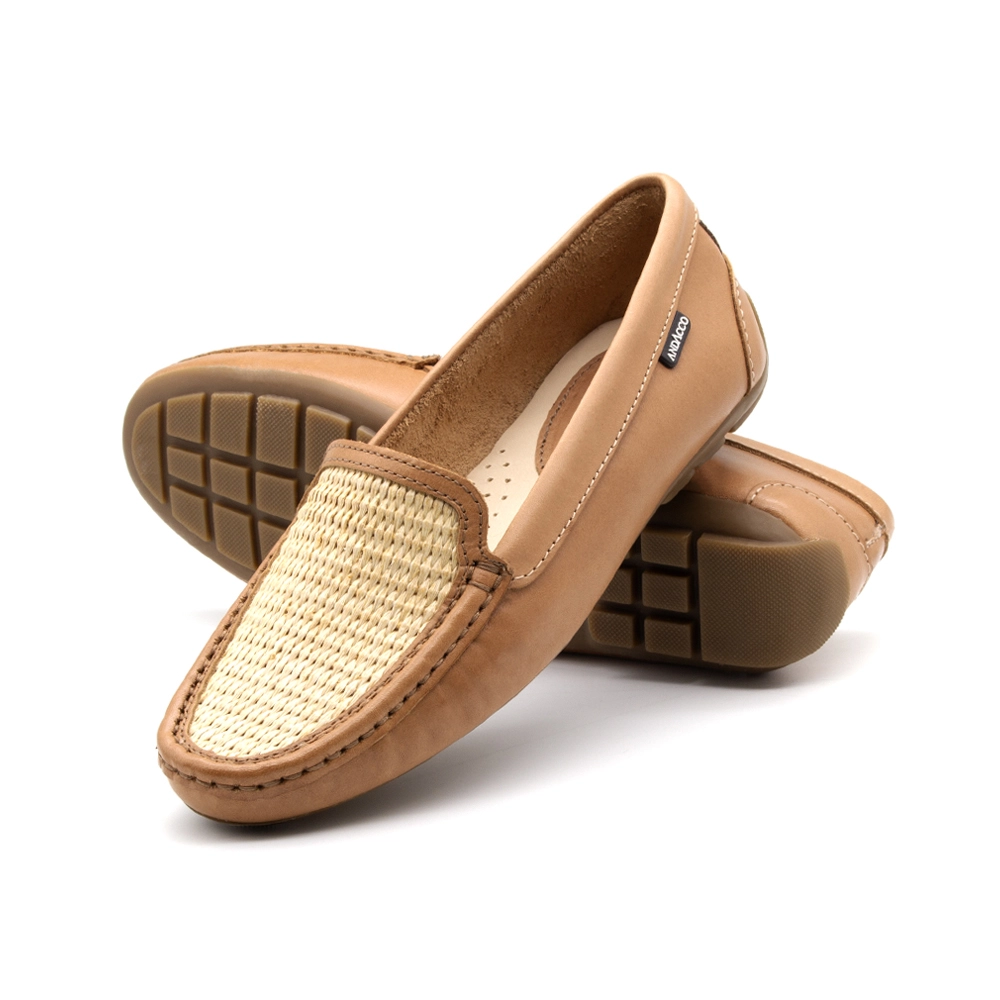 Mocassim Feminino Tropical em Couro Gales Camel - 3637GC