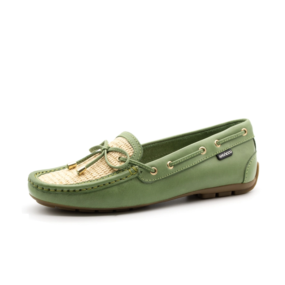 Mocassim Feminino Tropical em Couro Gales Verde - 3639GV