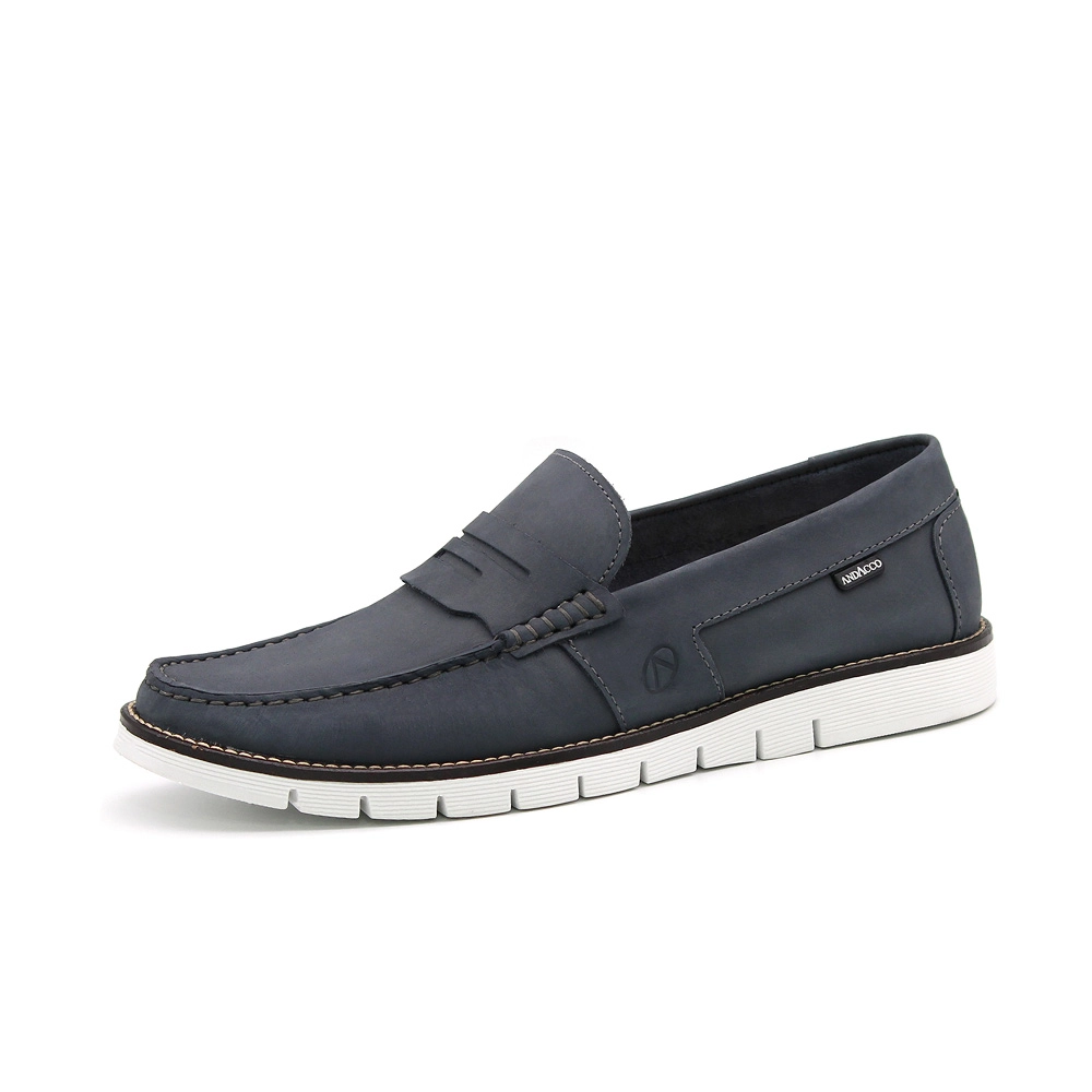 Mocassim Masculino Falcon em Couro Nobuck Cinza Escuro - 9903NC