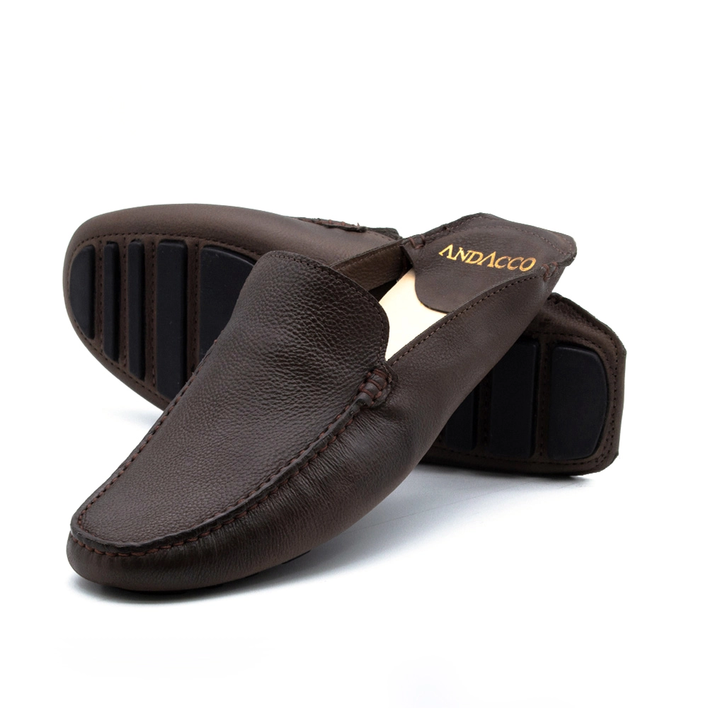 Mocassim Mule Masculino em Couro Senna Marrom - 98101SC