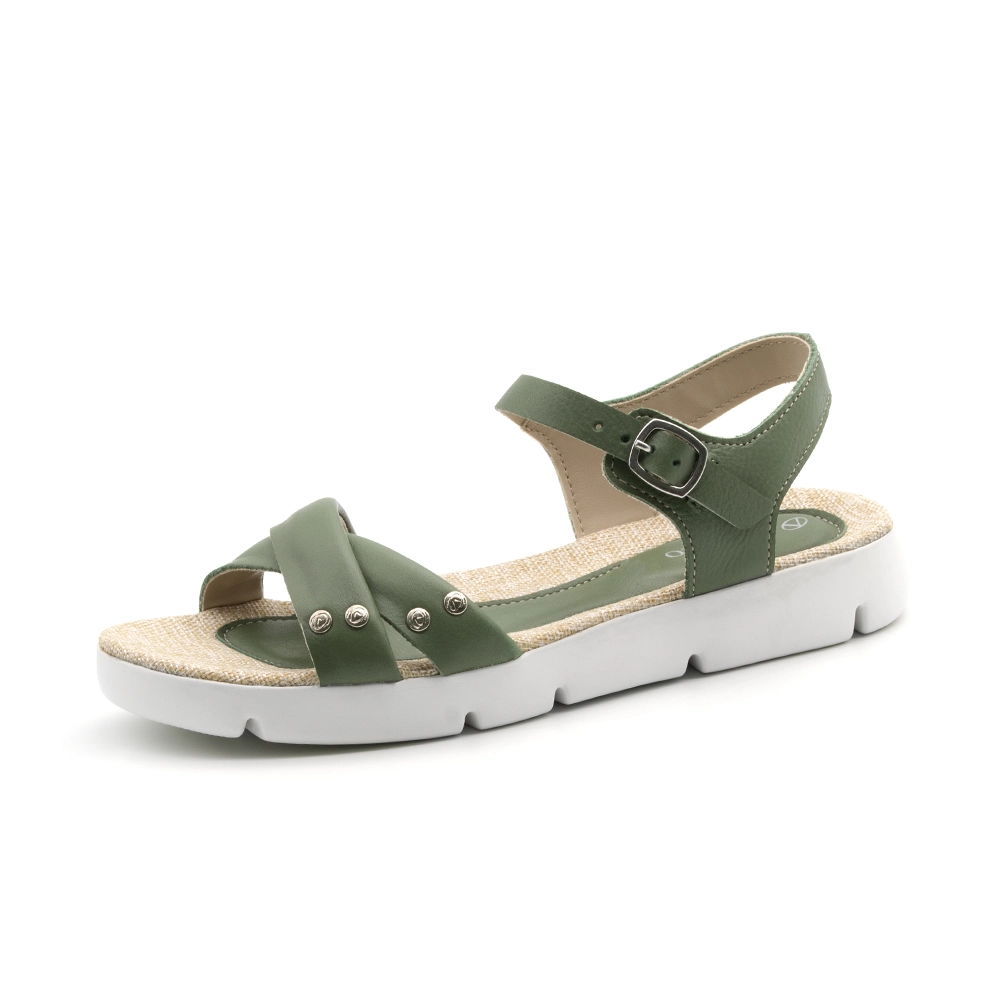 Sandália Flatform Bonnie em Couro Alfa Militar - 11100AM