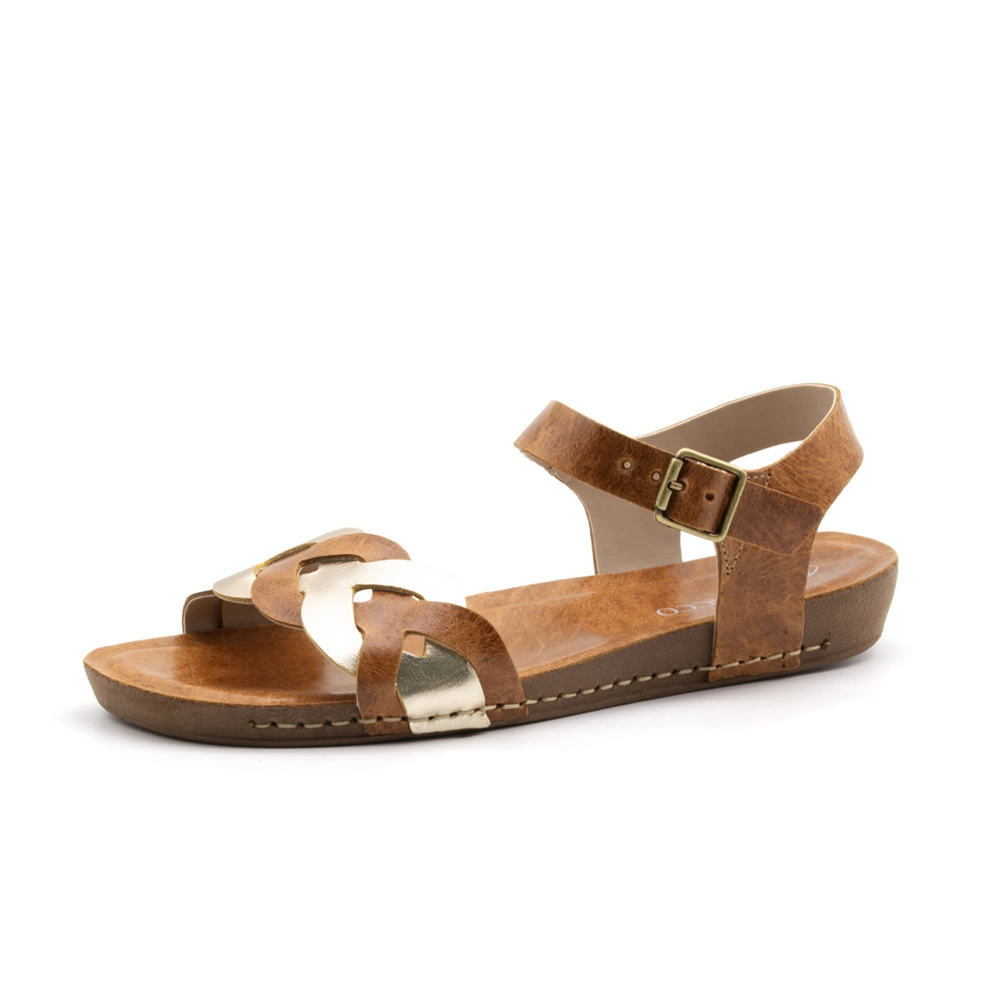 Sandália Flatform Goa em Couro Crush Caramelo - 14271CC