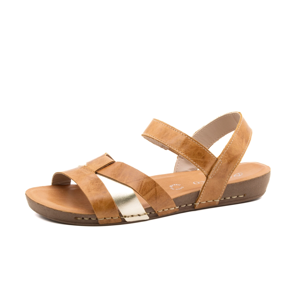 Sandália Flatform Goa em Couro Crush Caramelo - 14281CC