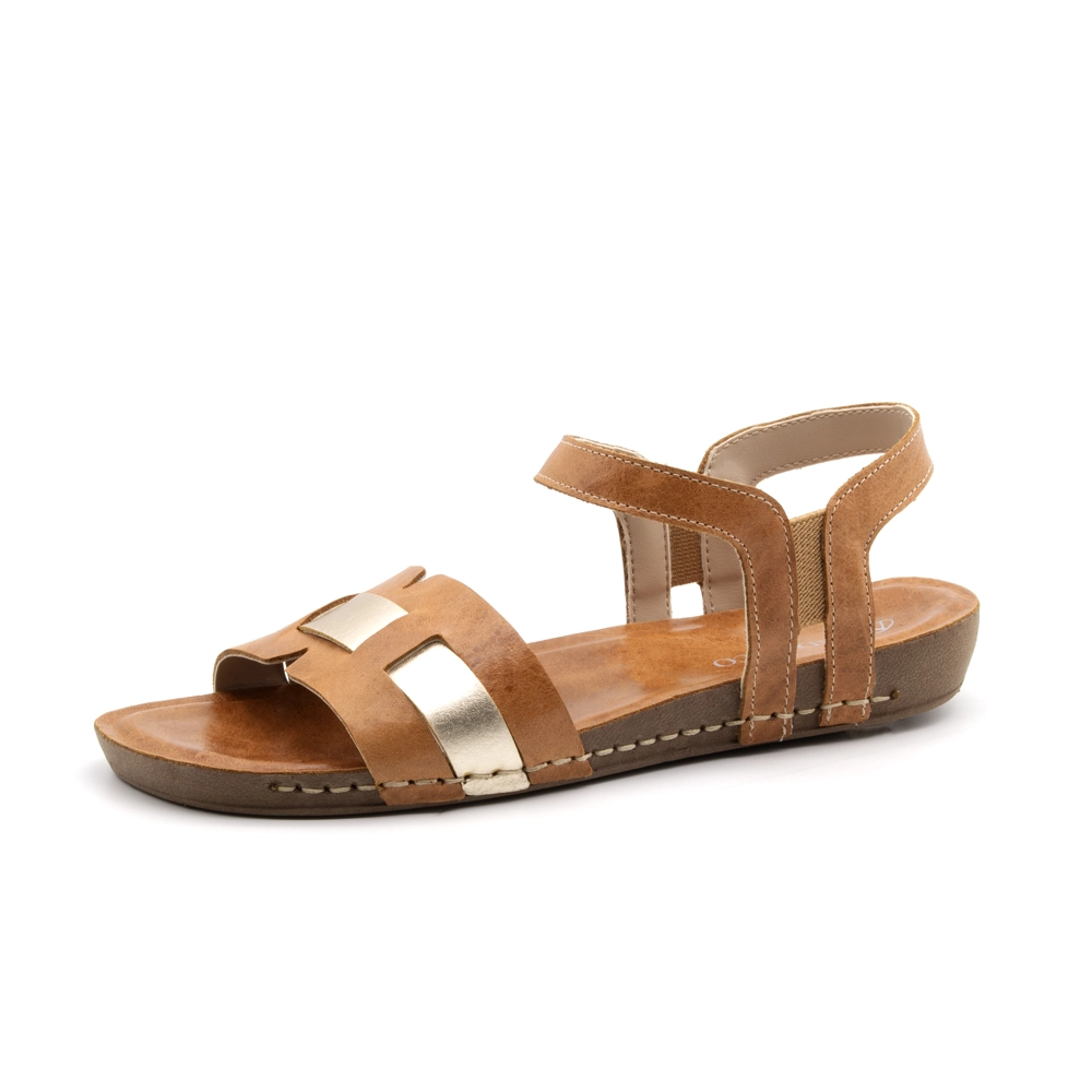 Sandália Flatform Goa em Couro Crush Caramelo - 14282CC