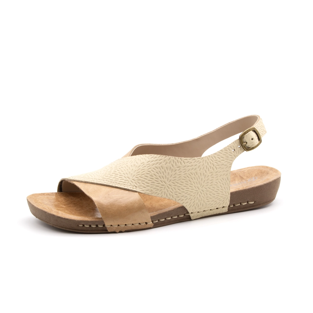 Sandália Flatform Goa em Couro Crush Tapioca - 14284CT