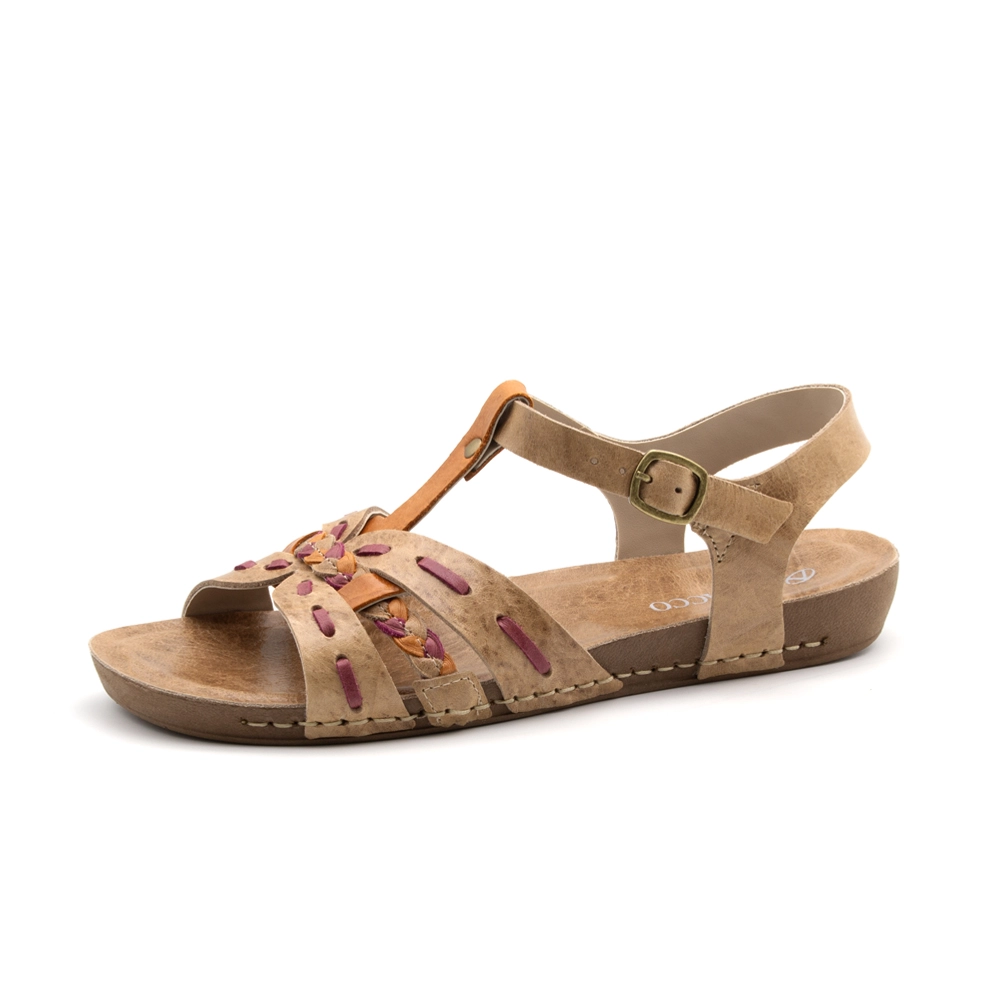 Sandália Flatform Goa em Couro Crush Tapioca - 14287CT