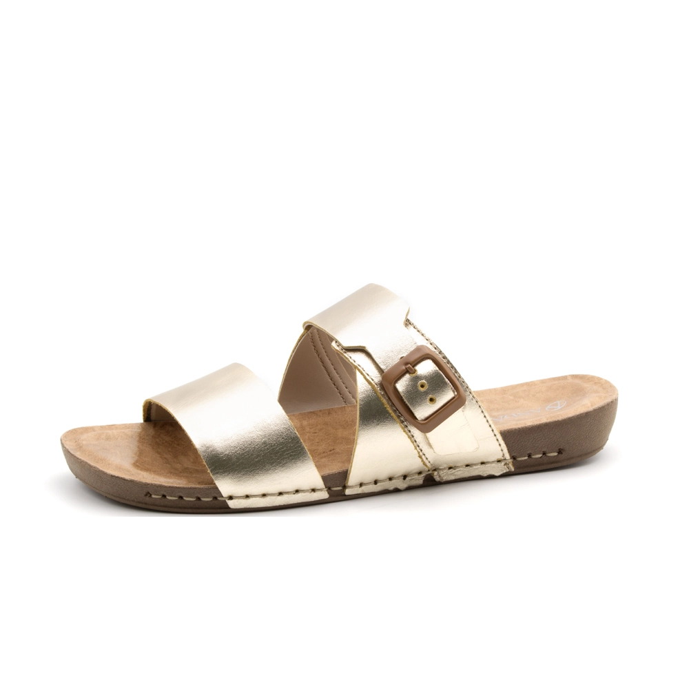 Sandália Flatform Goa em Couro Metalic Ouro - 14283MO