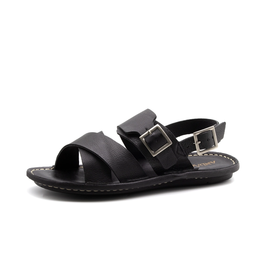 Sandália Masculina Soul em Couro Senna Preto- 8856SP