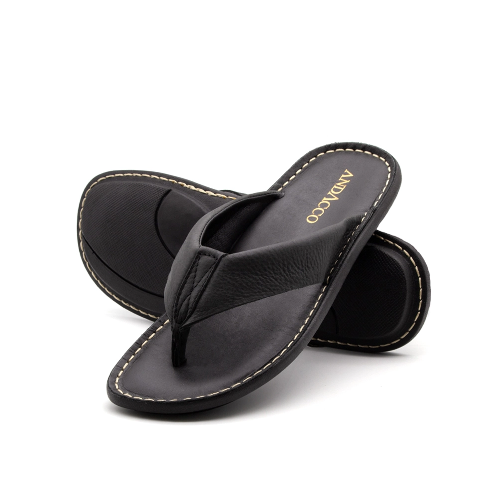 Sandália Masculina Soul em Couro Senna Preto - 8857SP